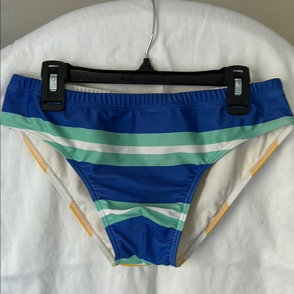 Men's MOSCHINO Blue Striped logo Swim Briefs - Picture 2 of 7